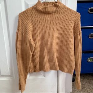 American Eagle Mock Neck Waffle Knit Top